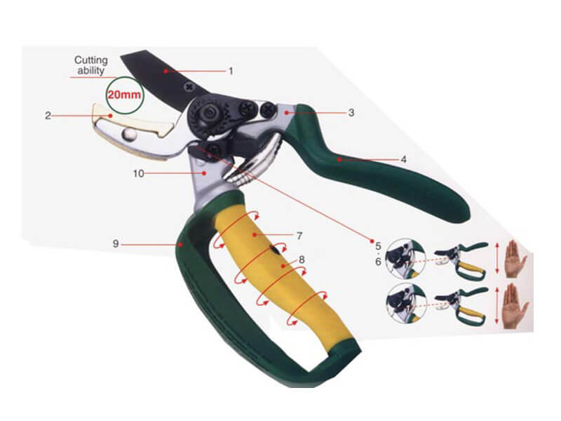 Tesouras de poda com bigorna para serviços pesados 215 mm